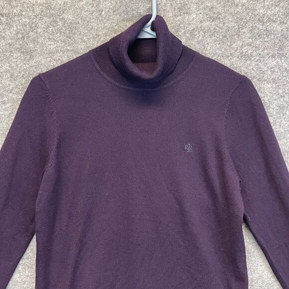 Lauren Ralph Lauren Sweaters - LAUREN RALPH LAUREN Sweater Women's Small Purple Turtle Neck Merino Wool Cotton